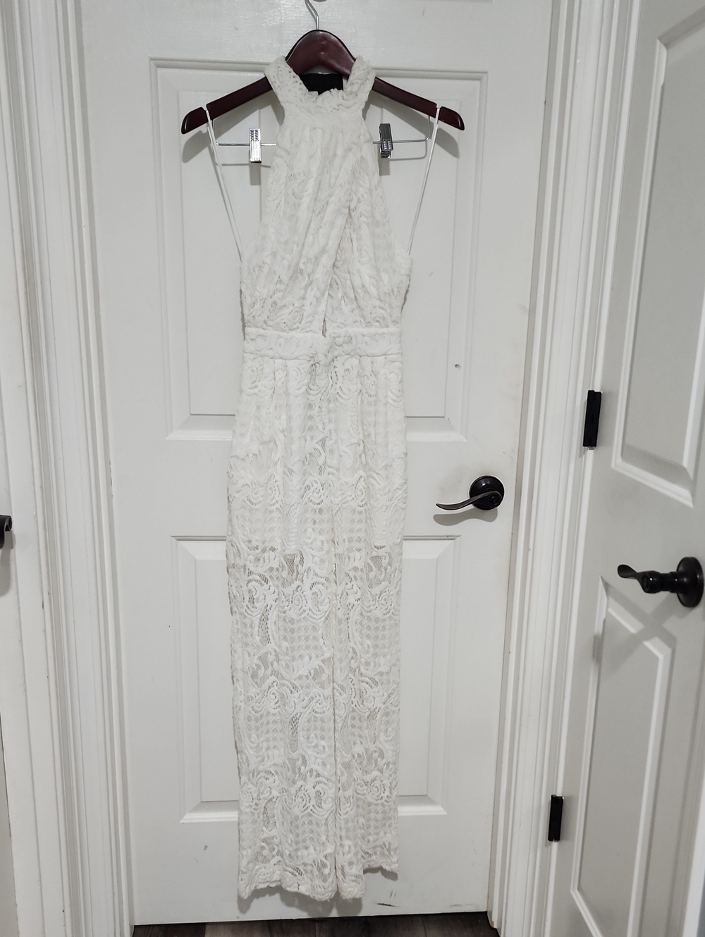 White Lace Halter Jumpsuit